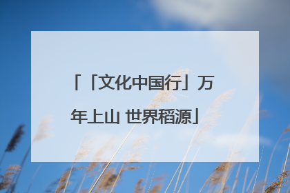 「文化中国行」万年上山 世界稻源
