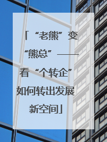 “老熊”变“熊总”——看“个转企”如何转出发展新空间
