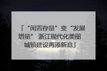 “闲置存量”变“发展增量” 浙江现代化美丽城镇建设再添新意