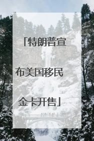 特朗普宣布美国移民金卡开售
