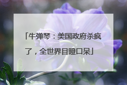 牛弹琴：美国政府杀疯了，全世界目瞪口呆
