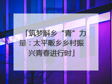 筑梦斛乡“青”力量：太平畈乡乡村振兴青春进行时