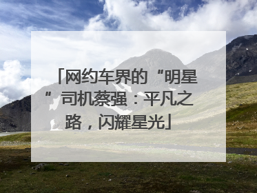 网约车界的“明星”司机蔡强：平凡之路，闪耀星光