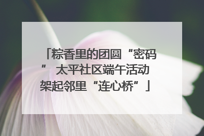 粽香里的团圆“密码” 太平社区端午活动架起邻里“连心桥”