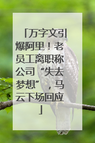 万字文引爆阿里！老员工离职称公司“失去梦想”，马云下场回应