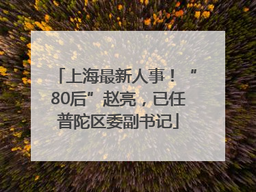 上海最新人事！“80后”赵亮，已任普陀区委副书记