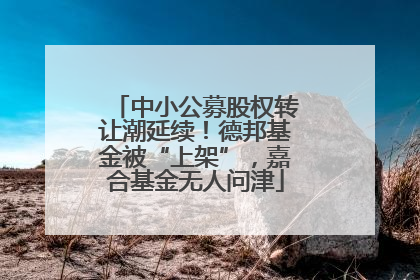 中小公募股权转让潮延续！德邦基金被“上架”，嘉合基金无人问津