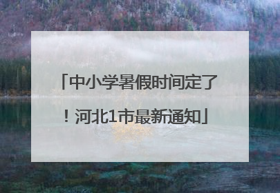 中小学暑假时间定了！河北1市最新通知