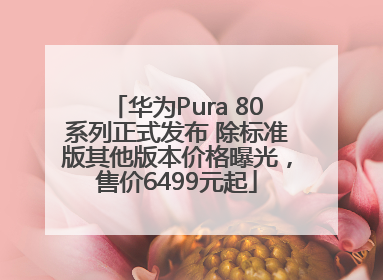 华为Pura 80系列正式发布 除标准版其他版本价格曝光，售价6499元起