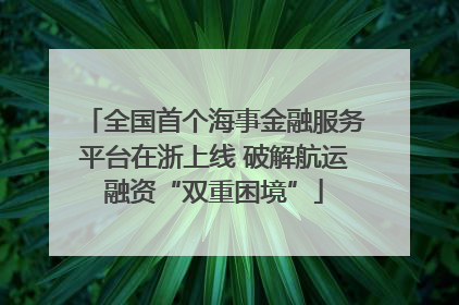全国首个海事金融服务平台在浙上线 破解航运融资“双重困境”