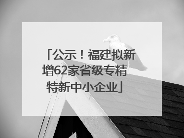 公示！福建拟新增62家省级专精特新中小企业
