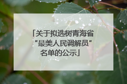 关于拟选树青海省“最美人民调解员” 名单的公示