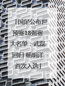 国足公布世预赛18强赛大名单：武磊回归 杨明洋首次入选