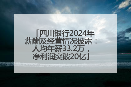 四川银行2024年薪酬及经营情况披露：人均年薪33.2万，净利润突破20亿