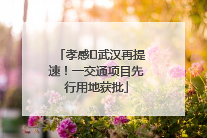 孝感⇋武汉再提速！一交通项目先行用地获批