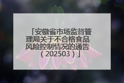 安徽省市场监督管理局关于不合格食品风险控制情况的通告（202503）