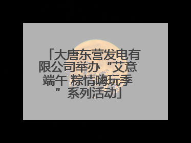 大唐东营发电有限公司举办“艾意端午 粽情嗨玩季”系列活动
