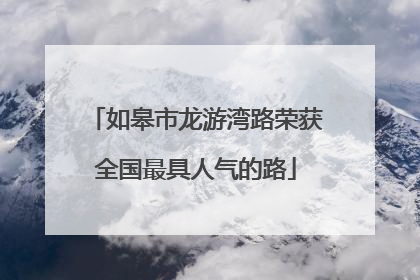 如皋市龙游湾路荣获全国最具人气的路