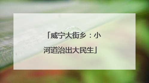 威宁大街乡：小河道治出大民生