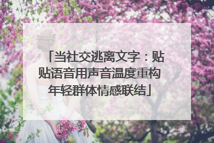 当社交逃离文字：贴贴语音用声音温度重构年轻群体情感联结