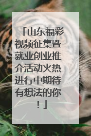 山东福彩视频征集暨就业创业推介活动火热进行中期待有想法的你！