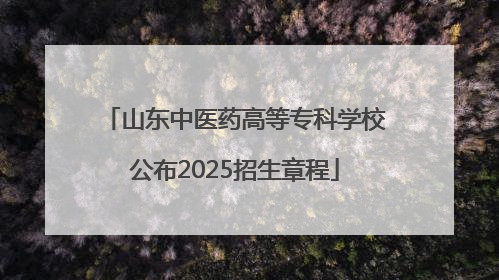 山东中医药高等专科学校公布2025招生章程
