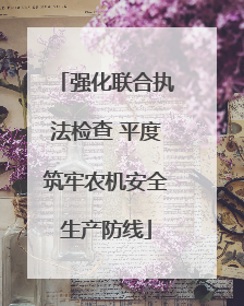 强化联合执法检查 平度筑牢农机安全生产防线