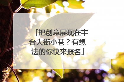 把创意展现在丰台大街小巷？有想法的你快来报名