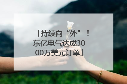 持续向“外”！东亿电气达成3000万美元订单