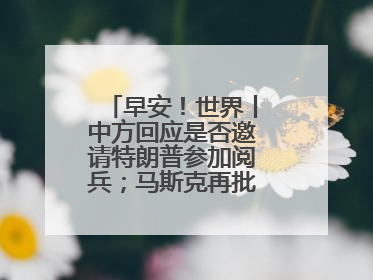 早安！世界丨中方回应是否邀请特朗普参加阅兵；马斯克再批“大而美”法案和美国共和党