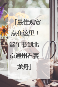最佳观赛点在这里！端午节到北京通州看赛龙舟