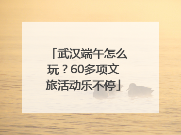 武汉端午怎么玩？60多项文旅活动乐不停
