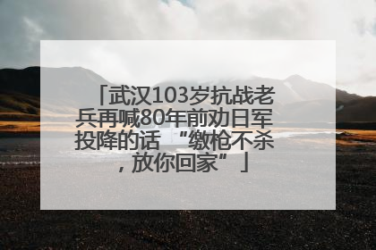 武汉103岁抗战老兵再喊80年前劝日军投降的话 “缴枪不杀，放你回家”