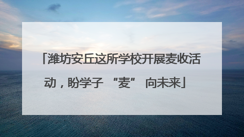 潍坊安丘这所学校开展麦收活动，盼学子 “麦” 向未来