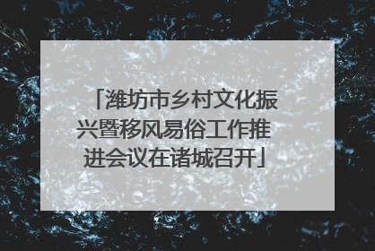 潍坊市乡村文化振兴暨移风易俗工作推进会议在诸城召开