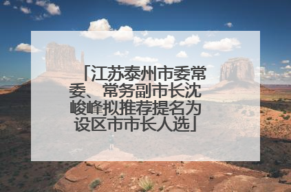 江苏泰州市委常委、常务副市长沈峻峰拟推荐提名为设区市市长人选