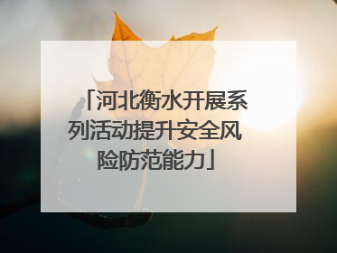 河北衡水开展系列活动提升安全风险防范能力
