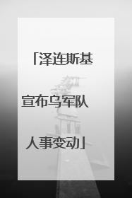 泽连斯基宣布乌军队人事变动