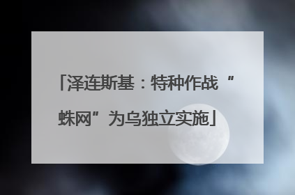 泽连斯基：特种作战“蛛网”为乌独立实施