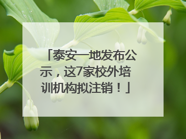 泰安一地发布公示，这7家校外培训机构拟注销！