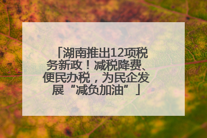 湖南推出12项税务新政！减税降费、便民办税，为民企发展“减负加油”
