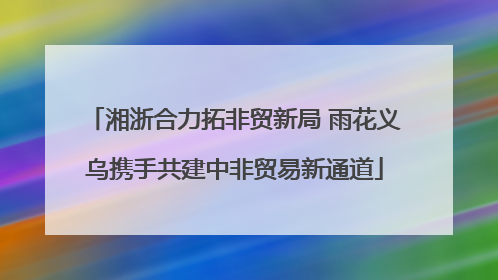 湘浙合力拓非贸新局 雨花义乌携手共建中非贸易新通道