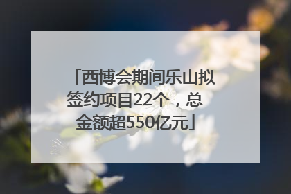 西博会期间乐山拟签约项目22个，总金额超550亿元
