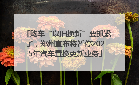 购车“以旧换新”要抓紧了，郑州宣布将暂停2025年汽车置换更新业务