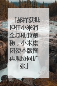 郝祥获批担任小米消金总助兼董秘，小米集团资本版图再现协同扩张