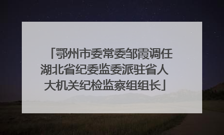 鄂州市委常委邹霞调任湖北省纪委监委派驻省人大机关纪检监察组组长