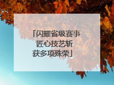 闪耀省级赛事  匠心技艺斩获多项殊荣