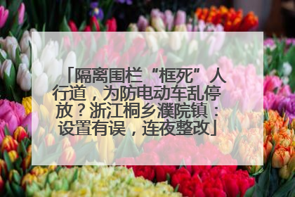 隔离围栏“框死”人行道，为防电动车乱停放？浙江桐乡濮院镇：设置有误，连夜整改