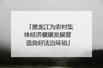 黑龙江为农村集体经济健康发展营造良好法治环境
