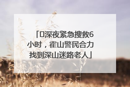 ﻿深夜紧急搜救6小时，霍山警民合力找到深山迷路老人